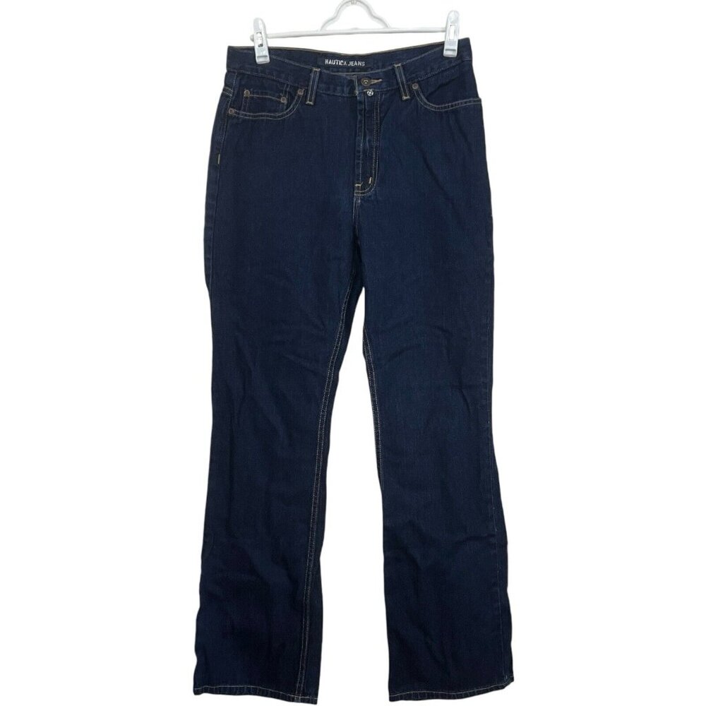 VTG NAUTICA Womens Dark Wash Boot Cut Blue‎ Jeans Size 12x32 Inseam Style 13P438